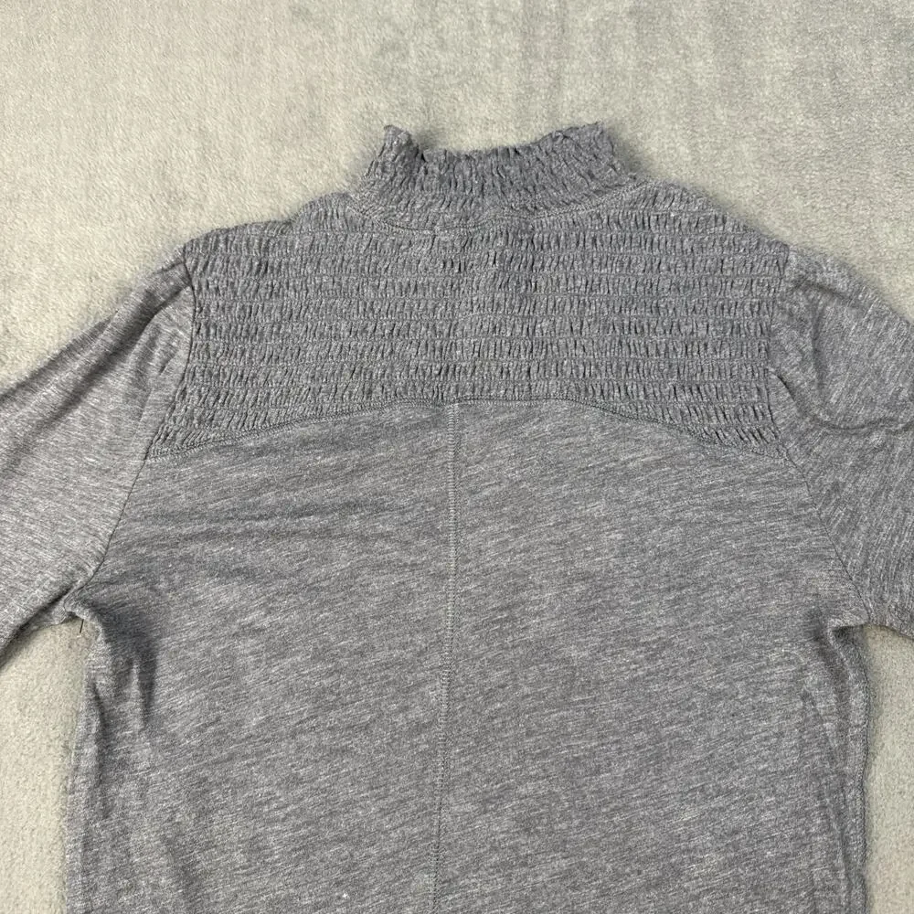 Free People We The Free Caroline Smocked Turtleneck Top Gray Sz Medium